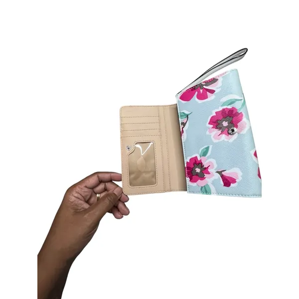 GUESS Kamryn Floral Saffiano Faux Leather Wristlet Wallet - Light Blue/Pink - Image 6