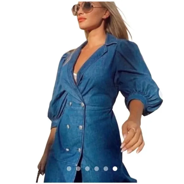 Zara double breasted denim dress Small - Image 4