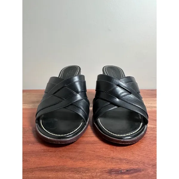 Cole Haan Country Slide Sandals Womens 7.5 Black Leather Block Heel Minimalist - Image 2
