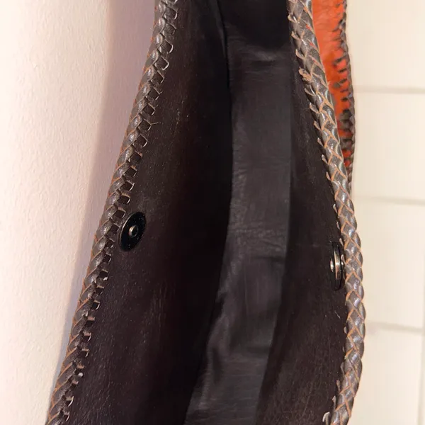 NEW Handmade Dyed Cowhide Leather Cossbody Purse Steer Cow Rust Western Orange - Image 9