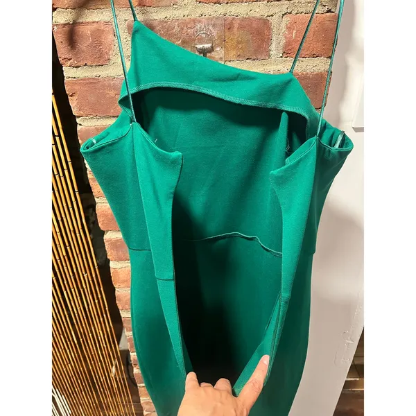 Billy J Boutique Green Spaghetti Strap Bodycon Slit Midi Dress Size US 10 - Image 8