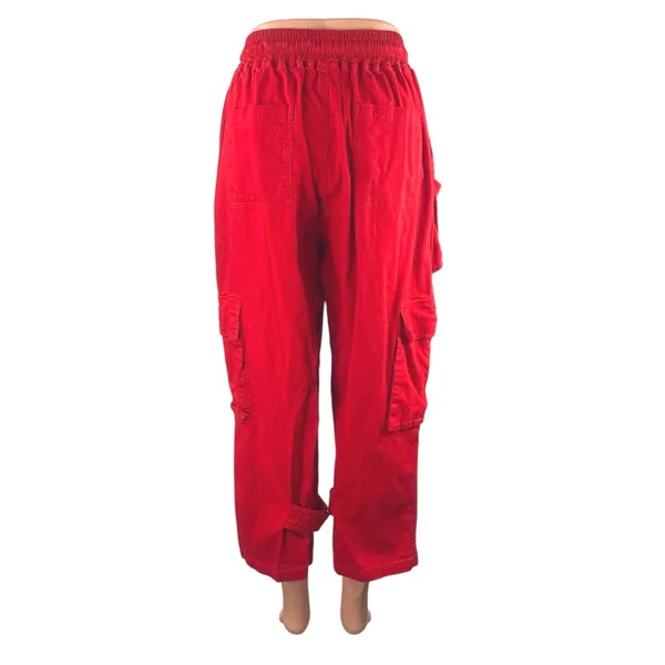Kol Me Baby Women's Red Cropped High Rise Baggy Cargo Trousers Pants Size S - Image 3