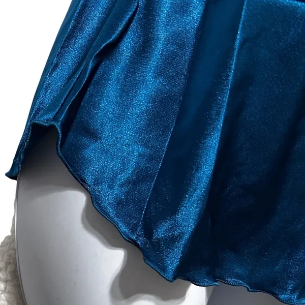 Satin Romantic Babydoll Cami L‎ Teal Ruffle Trim Y2K Coquette Lingerie Style Top - Image 6