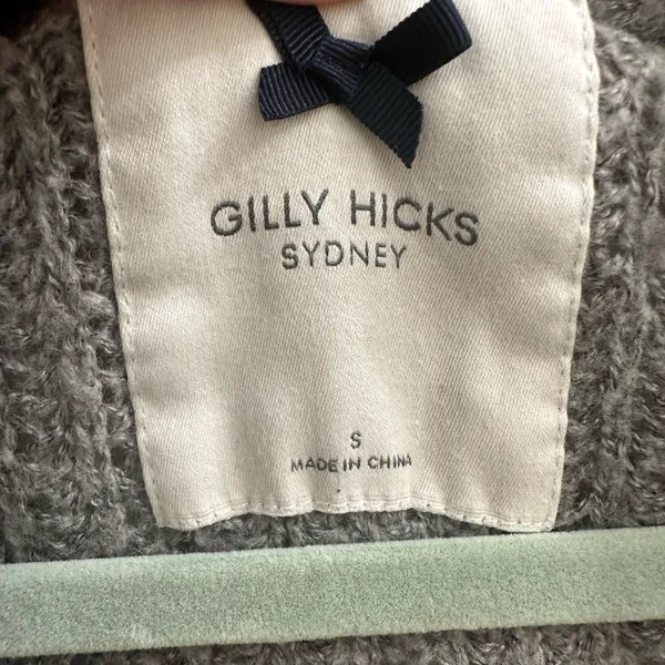 A&F Gilly Hicks Open Front Chunky Knit Wool Cardigan Sweater Gray Cozy Small!. - Image 3