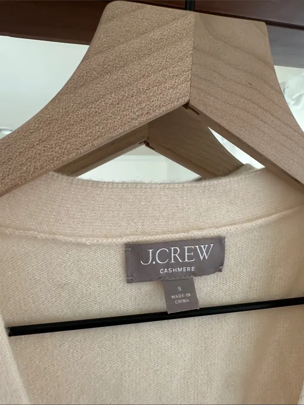 J.Crew Cashmere Cardigan V Neck Button Front Cream Womens S - Image 4