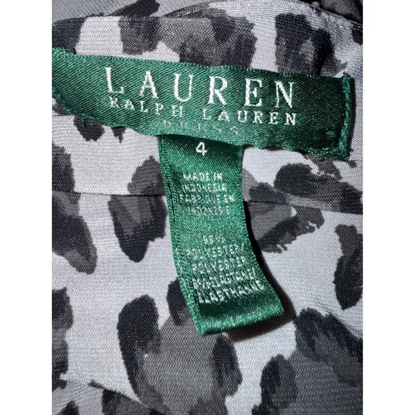 Lauren Ralph Lauren Grey Leopard y2k Ruched Sheath Dress 4 classic elegant boho - Image 5