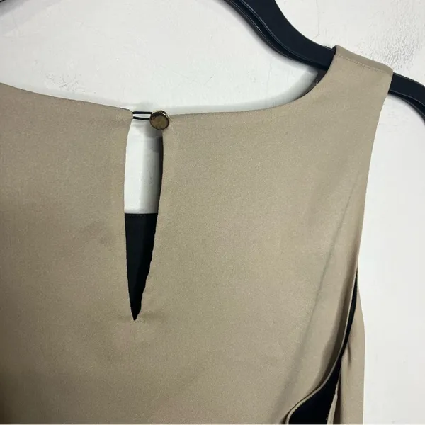 Ann Taylor layered split hem sleeveless top‎ tan black size medium - Image 7