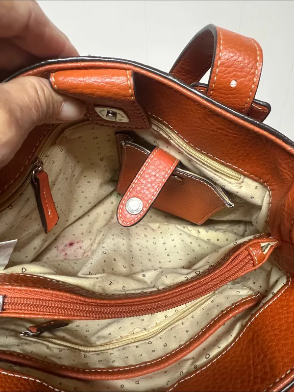 Liz Claiborne Burnt Orange Pebble Leather Shoulder Bag - Image 14