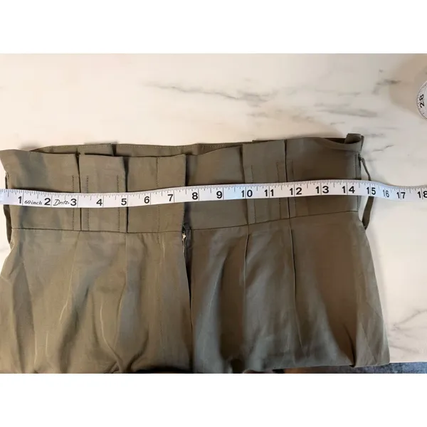 Tularosa Olive Green High Waisted Pleated Tapered Lyocell Pants Sz M - Image 8