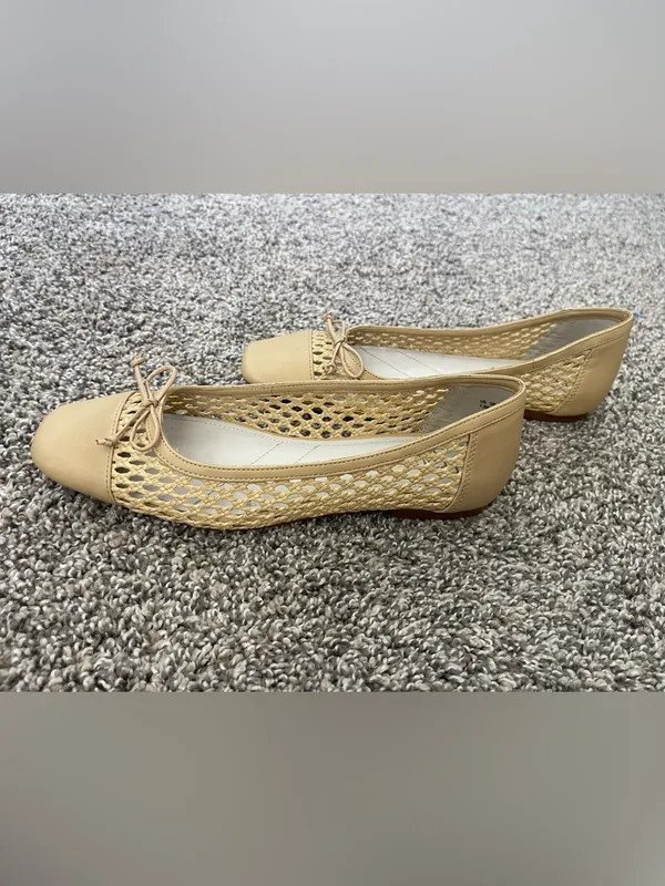 Women’s Franco Sarto Myra Cap-Toe Woven Flats Beige Tan Size 7.5 - Image 5