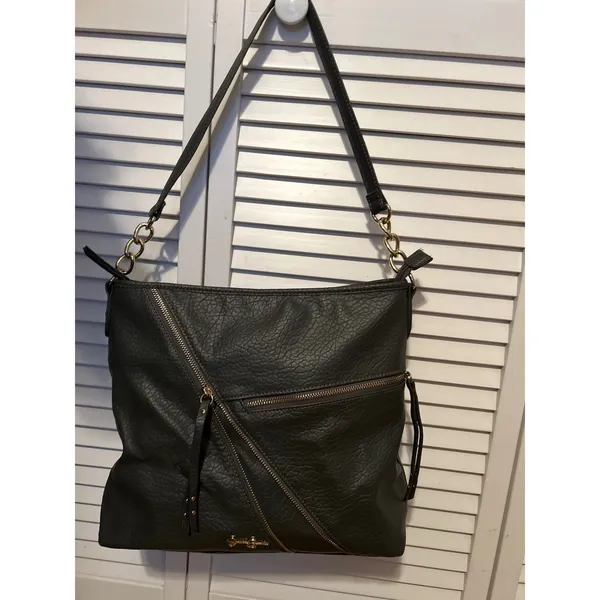 Jessica Simpson Baylinn Hobo Gray Faux‎ Leather Shoulder Bag Chain Strap - Image 4