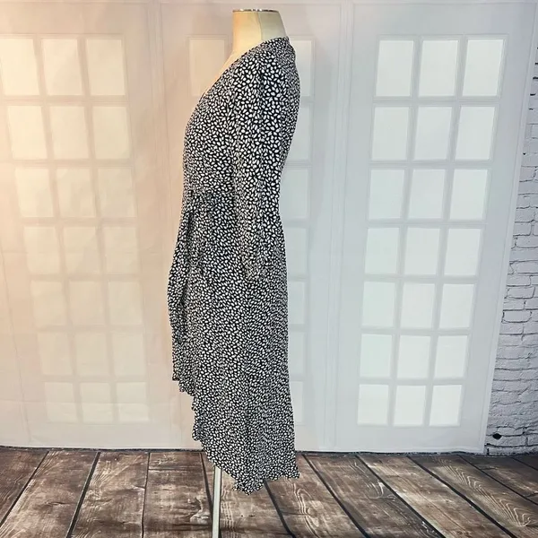 Abercrombie & fitch black and white spotted true wrap long sleeve dress size xsp - Image 6