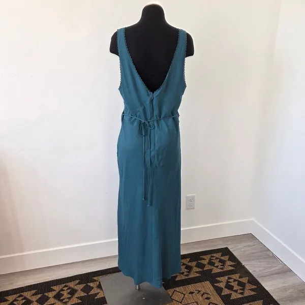 Turquoise Aqua Maxi Babydoll Dress Sheer Mesh Lace Sleeveless Formal Dinner XL - Image 6