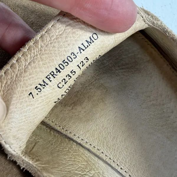 Frye Sz‎ 7.5 Loafer Suede Leather Kenzie Mic Stitch Pointed Toe Shoes Beige Tan - Image 12