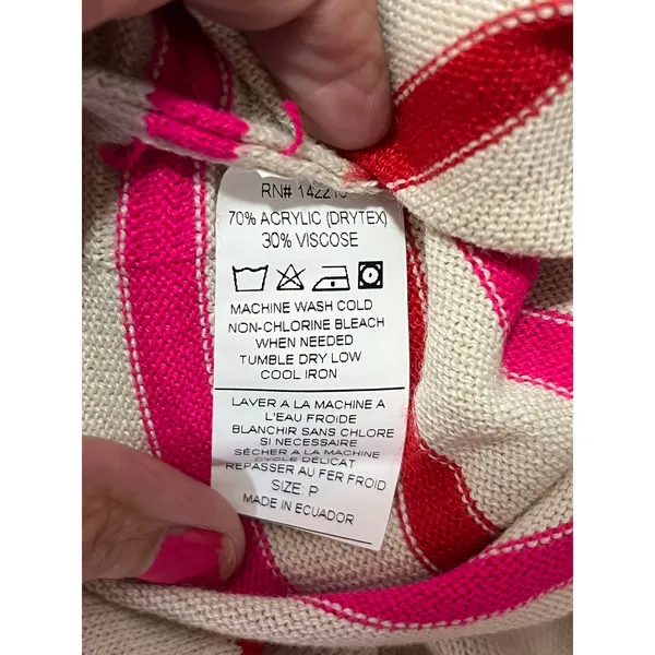 MERSEA‎ Catalina Crewneck Travel Poppy Stripe Pink Red Oversized Coastal Chic P - Image 7