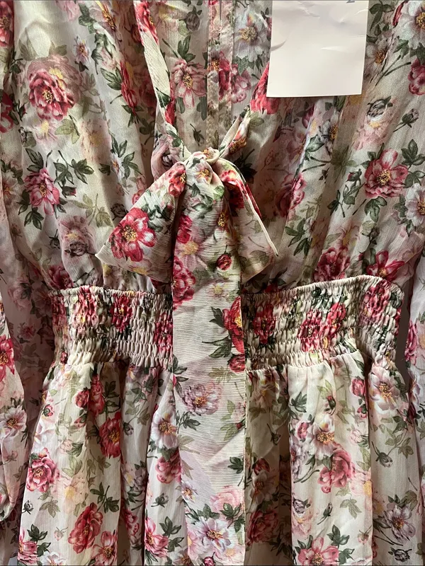Sundress Floral Tie-Front Dress in Pink Rose - Image 3