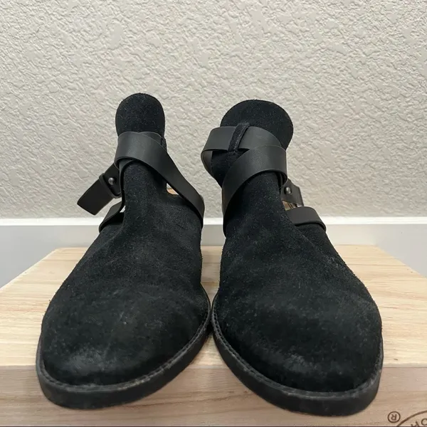 Splendid‎ Black Suede Leather Slingback Open Back Ankle Booties 10 - Image 4