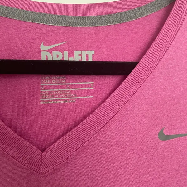 Nike Women's Vivid Pink Dri-FIT Short Sleeve Tee - Image 3
