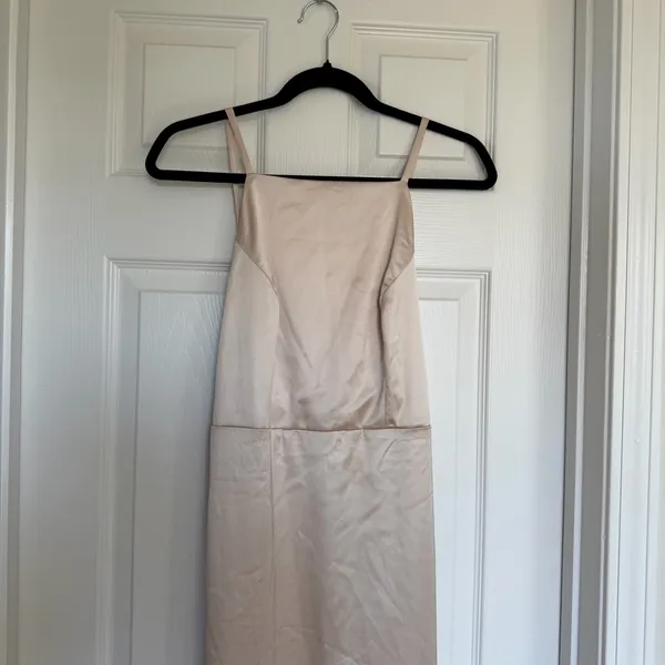 Lulus Kaisley Cream Satin Backless Midi Dress Size Medium - Image 4