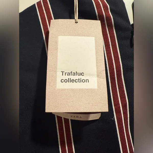Zara Trafaluc Navy and Red Striped Mini Dress‎ Size Small - Image 7