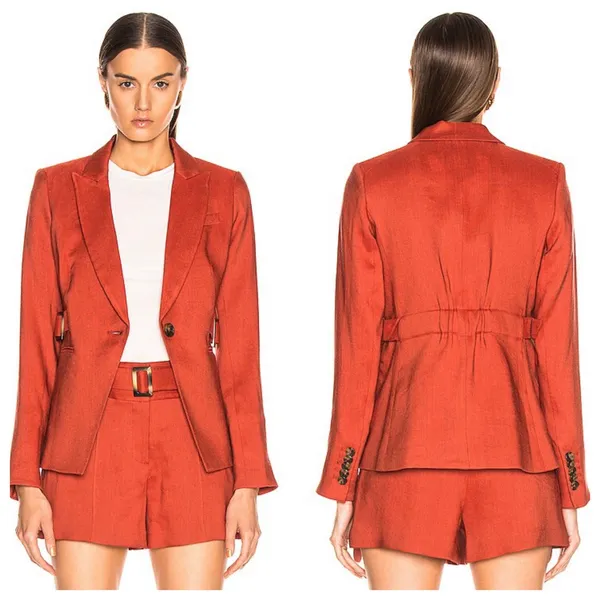 Veronica‎ Beard Baltazar Linen Peplum Dickey Jacket In Clay - Image 4