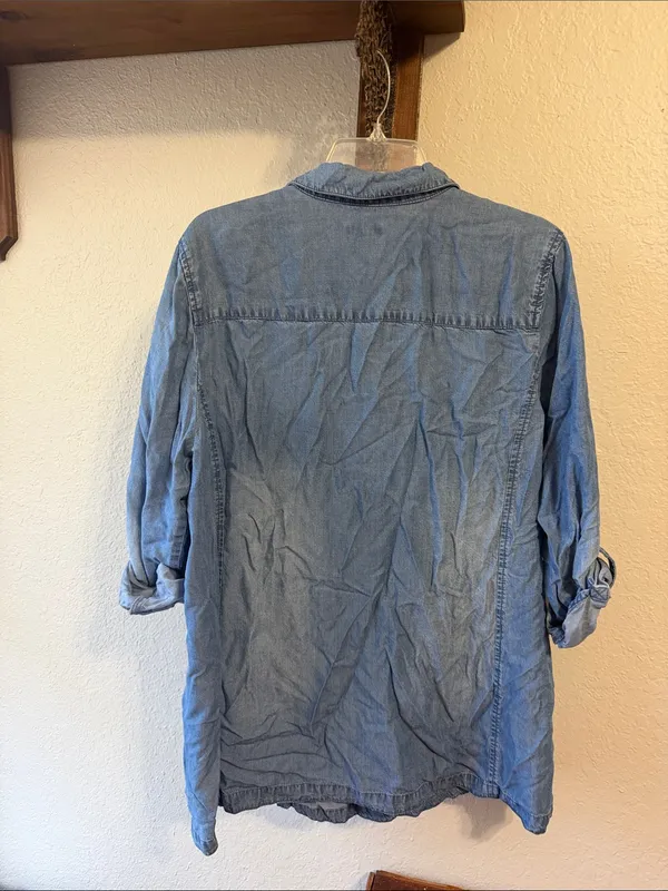 J Jill Denim distressed shirt dress with pockets cottagecore teacher - Image 4