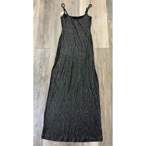 Aerie No Party Needed Maxi Dress Womens Medium Black Shimmer Slip Dress NWT - Image 8