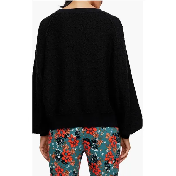 Free People Found My Friend Black Boucle Oversized Sweater‎ Womens Size Small - Image 8