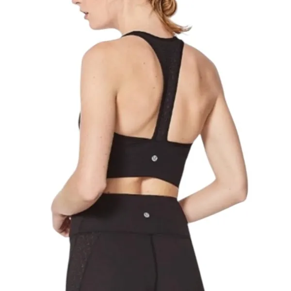 Lululemon Bra Racer Back Embroidered Eyelet Sports Bra Black Size 6 - Image 4