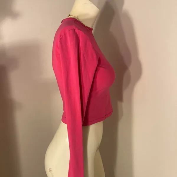 SKIMS NWT Cropped Long Sleeve T-Shirt Top AP-LGS-1370 Raspberry Size 2X - Image 2