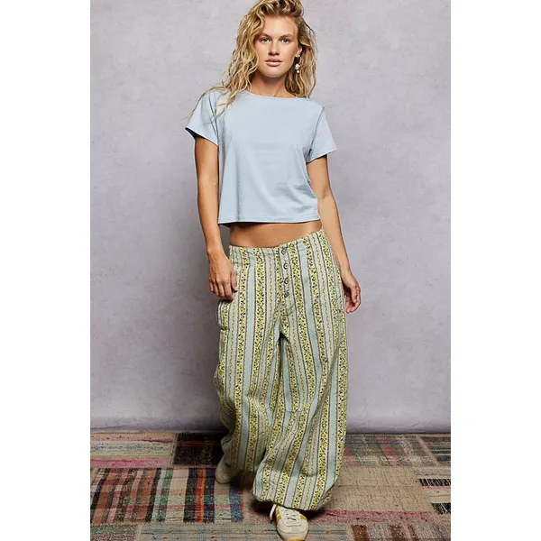 POL Light Blue Boxy Cropped Short‎ Sleeve Tee Back Seam Detail - Image 5