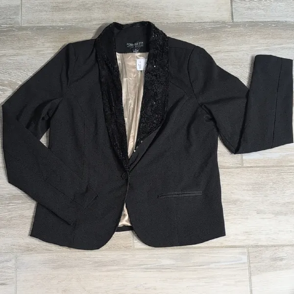 NWT Forever 21 Black Blazer | Sequin Lapel Black Blazer - Image 6