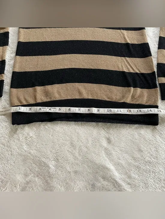 Michael Kors Gold and Black Striped Sweater size XS - Image 7