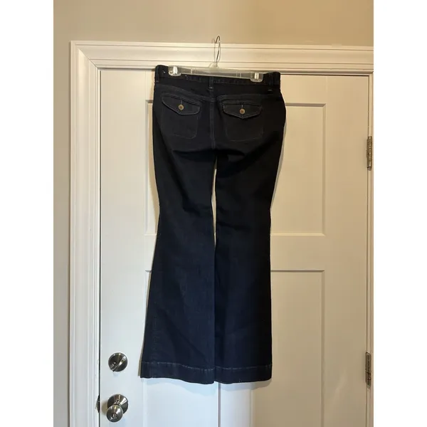 Ann Taylor Loft Modern Flare Dark Denim Jeans Size 6 Low Rise Y2K Stretch City - Image 8
