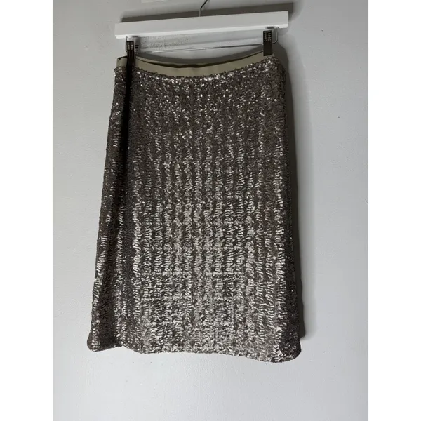 J Jill Sequin Pencil Skirt Women's Petite Size M Silver Sequin Elastic Waist NWT - Image 2