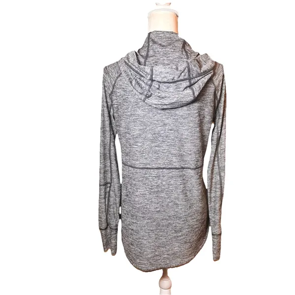 Athleta Gray Heather Full Zip Hooded Jacket Womens‎ Small Thumbholes Activewear - Image 2