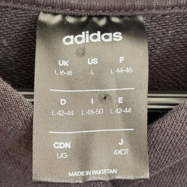Adidas Womens‎ Black Vertical Logo Tape Pullover Hoodie Sweatshirt Size Large - Image 4