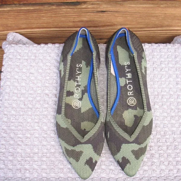 Rothy's The Point Olive Limited Edition Camo Flats Loafers - Image 4