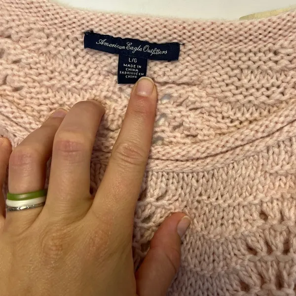 American Eagle NWT Blush Open Knit Crochet Wool Blend Sweater - Image 2