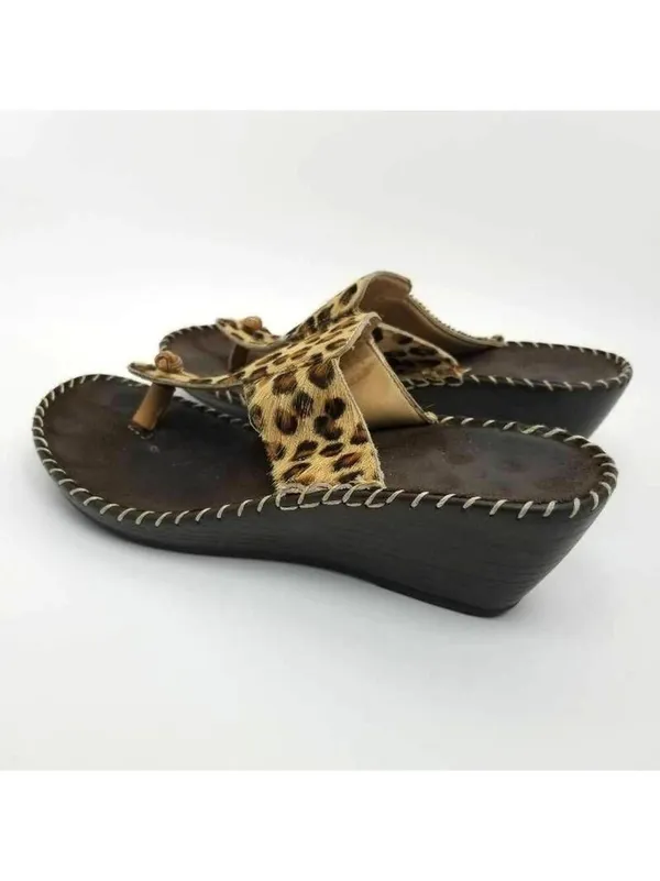 Gabriella Womens Thong Sandals Black Animal Print - Image 12