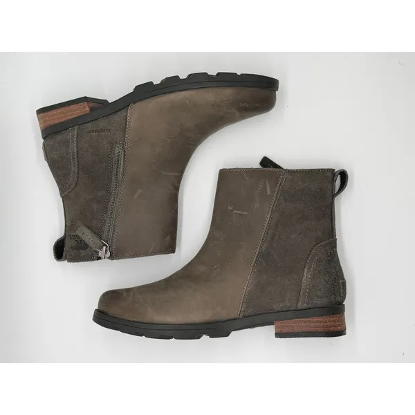 SOREL Emelie Boots Womens 7.5 Quarry Nubuck Suede Waterproof Zip Ankle Booties - Image 3