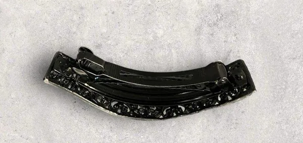 Vintage Ornate Silver Metal Rhinestones Large Hair Barrette Clip - Image 5