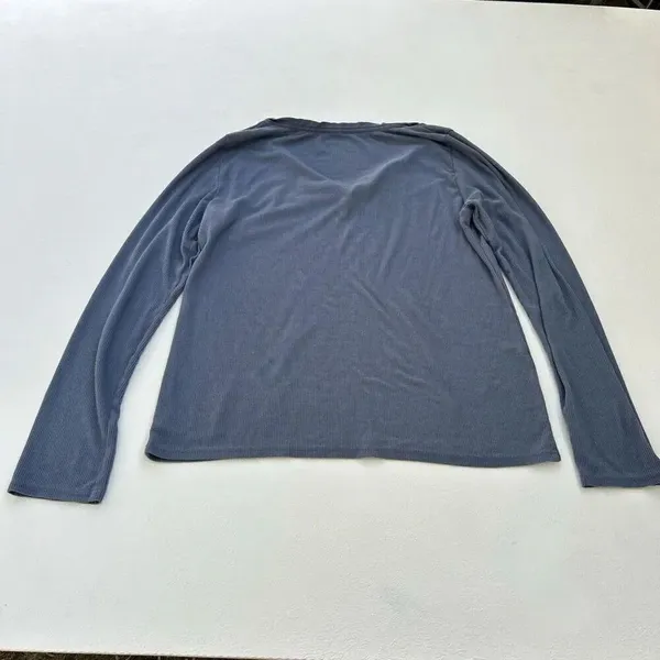 Calvin Klein Sleepwear Henley Long Sleeve Top Gray Women’s Medium CK Logo - Image 2
