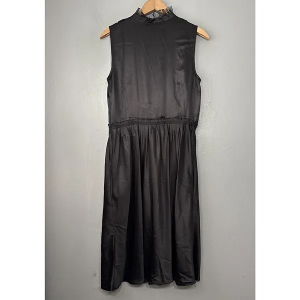 Cynthia Steffe Silk Dress Size 10 Black Sleeveless Ruffled Gothic Dark Romantic - Image 5