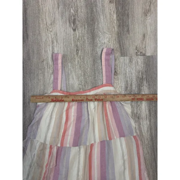 Rails Amaya‎ Juliette Stripe Tiered Linen Blend Midi Dress Pink Purple Medium - Image 7