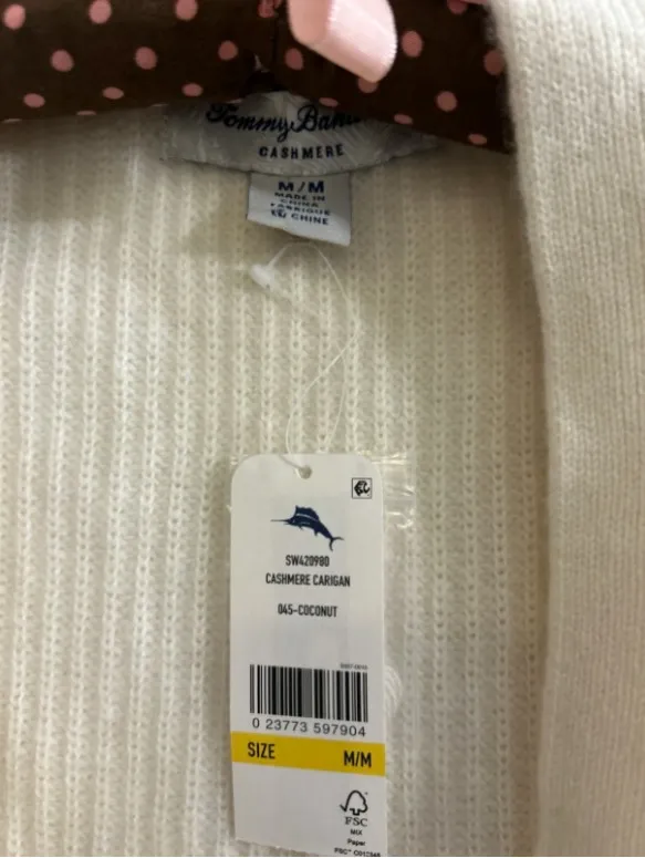Tommy Bahama 100% Cashmere Cardigan-Gorgeous Winter Ivory-Brand New Rtl-$595.00 - Image 3