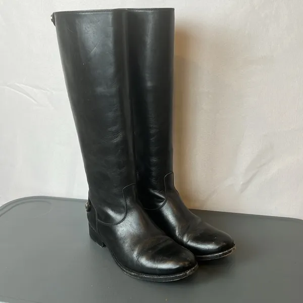Frye Melissa Button Back Riding Boots Black Leather Knee High Equestrian Sz 7 - Image 3