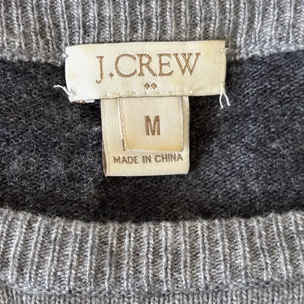 J. Crew Wool Blend‎ Sweater Sz M Gray Black Elbow Patches Two Tone Side Button - Image 5
