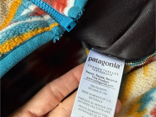 Patagonia Synchilla Aztec Fleece Full Zip Vest Jacket Yellow Blue Red Size XL - Image 5