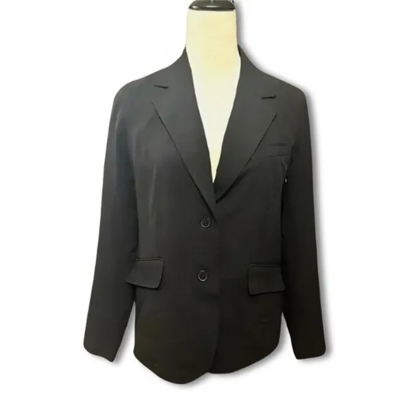 Anne Klein Blazer 6 Black Two Button Blazer Professional Business Jacket Notched - Image 2